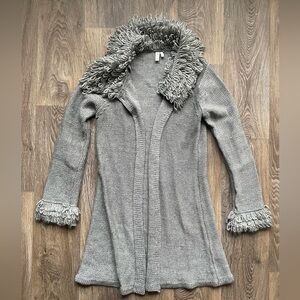 Y2K Madison Knit Coatigan Shag Collar Boho 2000s Lizzie McGuire Style M